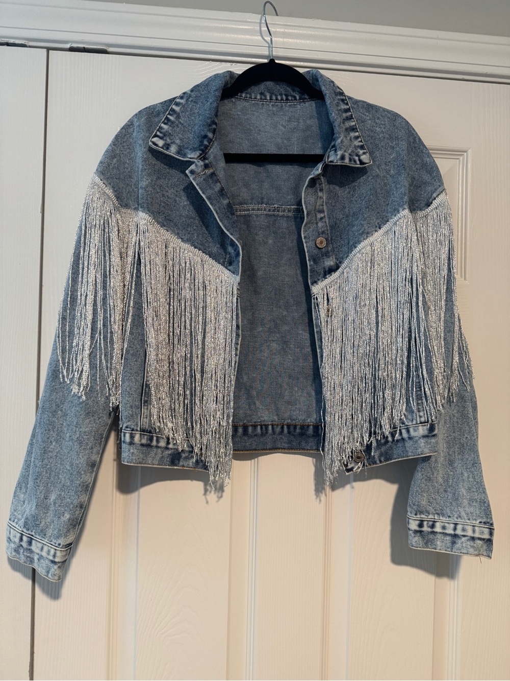 Fringe Denim Jacket - Light Blue Jean Jacket